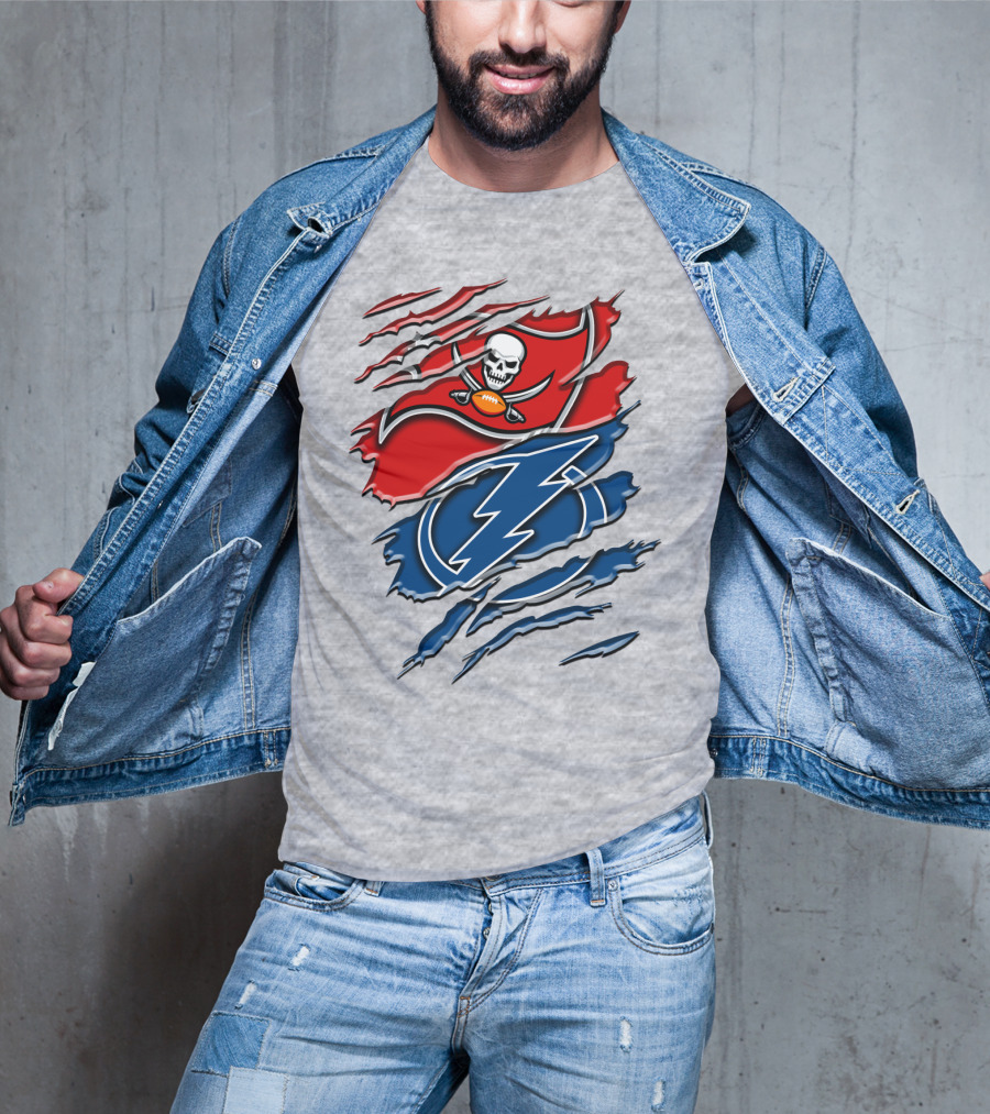 Tampa Bay Buccaneers Lightning Torn Design Rah 026 T-Shirt