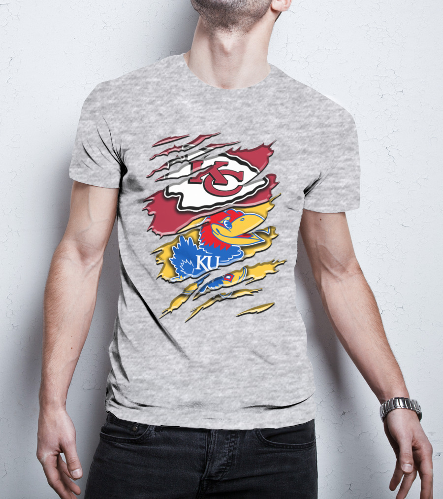 Kansas City Chiefs Kc Jayhawks Rip Design Rah 037 T-Shirt