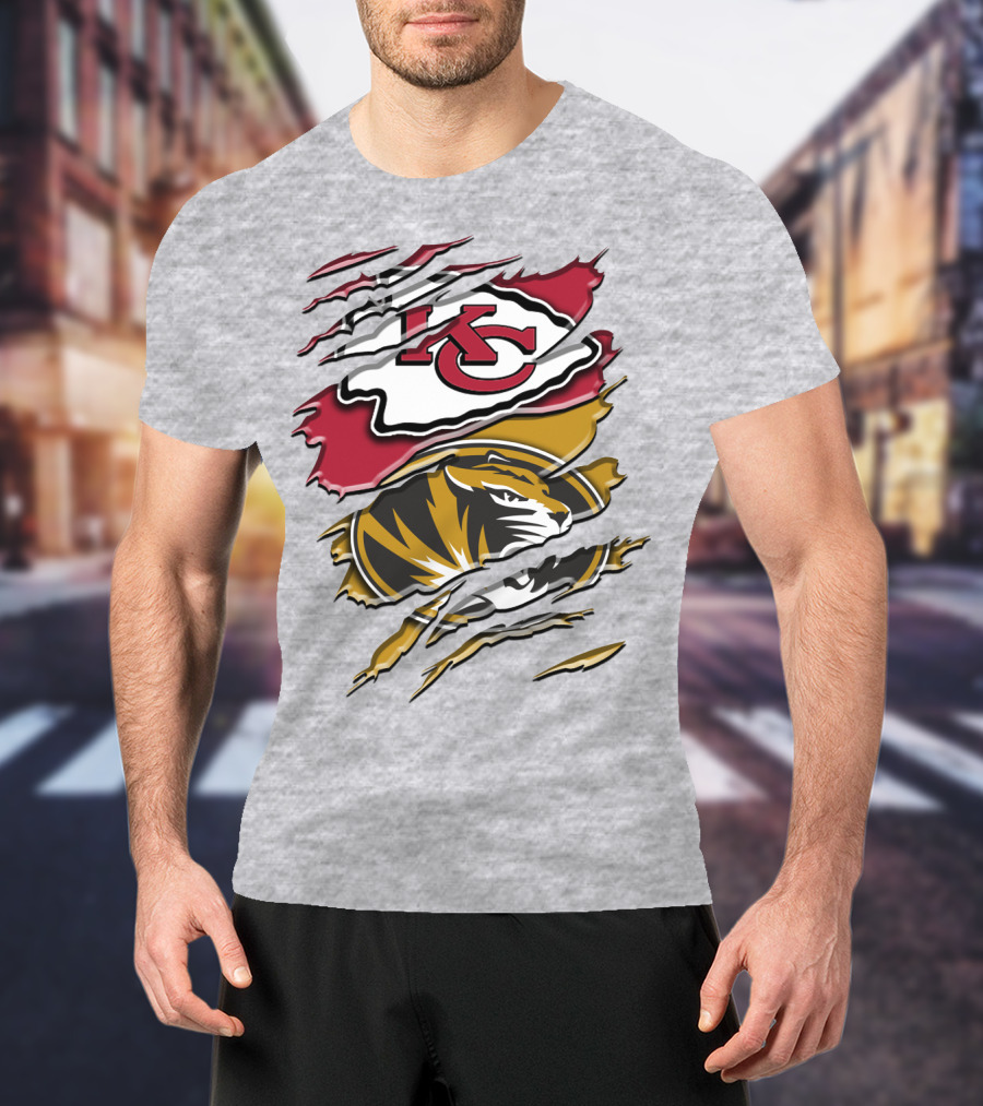 Kansas City Chiefs And Missouri Tigers Claw Logo Rah 039 T-Shirt