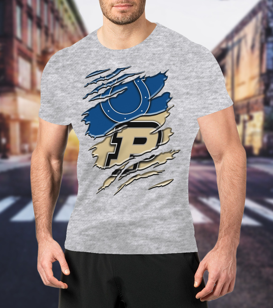 Indianapolis Colts Purdue Boilermakers Logo Mashup T-Shirt