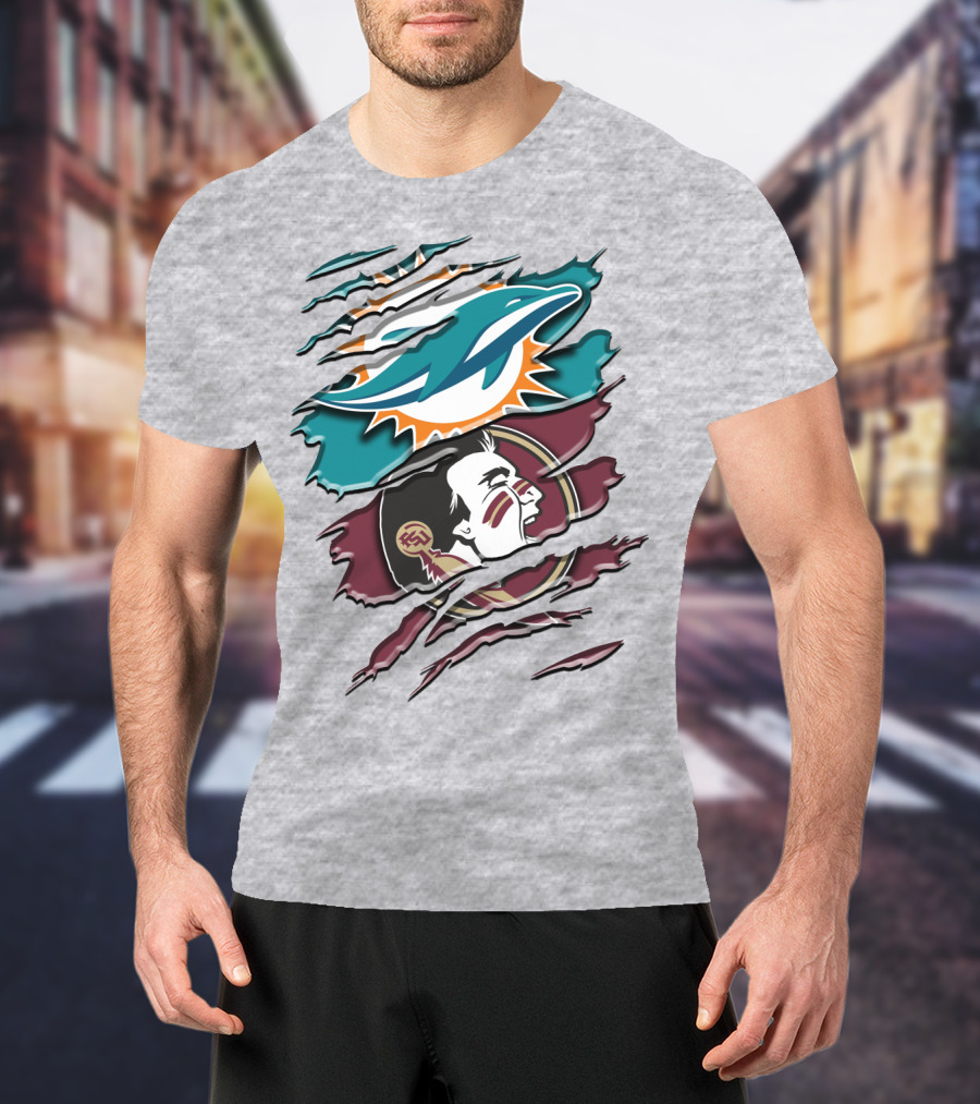 Dolphins Seminoles Fan Fusion T-Shirt