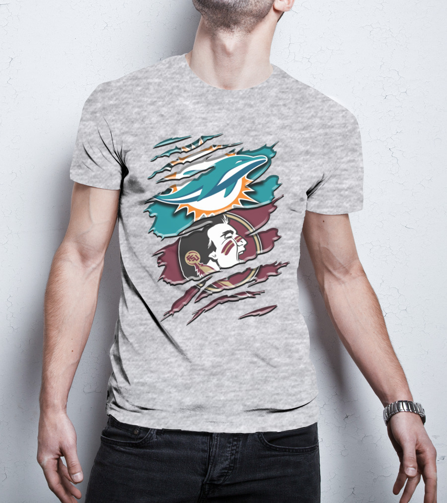 Dolphins Seminoles Fan Fusion T-Shirt