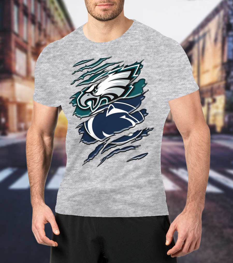 Philadelphia Eagles Penn State Nittany Lions Layered Claw Marks T-Shirt