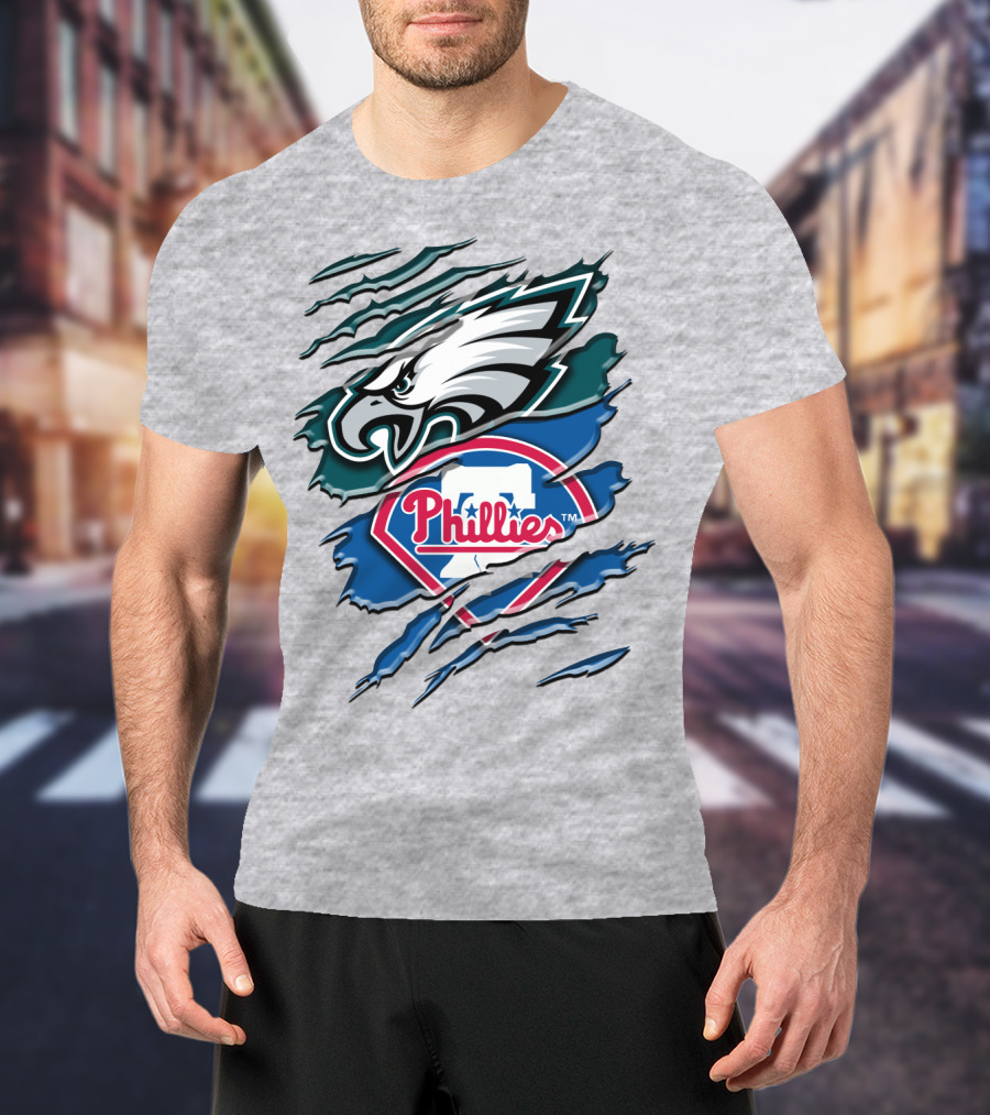 Philadelphia Eagles Phillies Logo Mashup T-Shirt