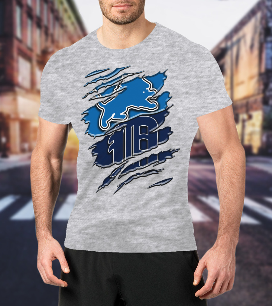 Detroit Lions Tigers Blue Rah 075 T-Shirt