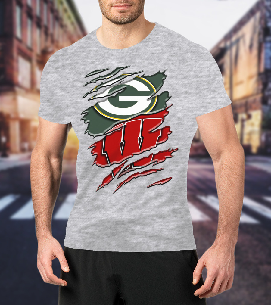 Green Bay Packers Wisconsin Badgers Claw Marks T-Shirt
