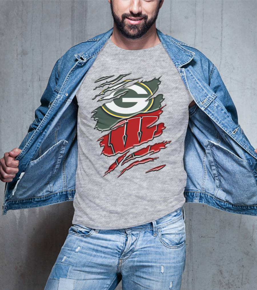 Green Bay Packers Wisconsin Badgers Claw Marks T-Shirt