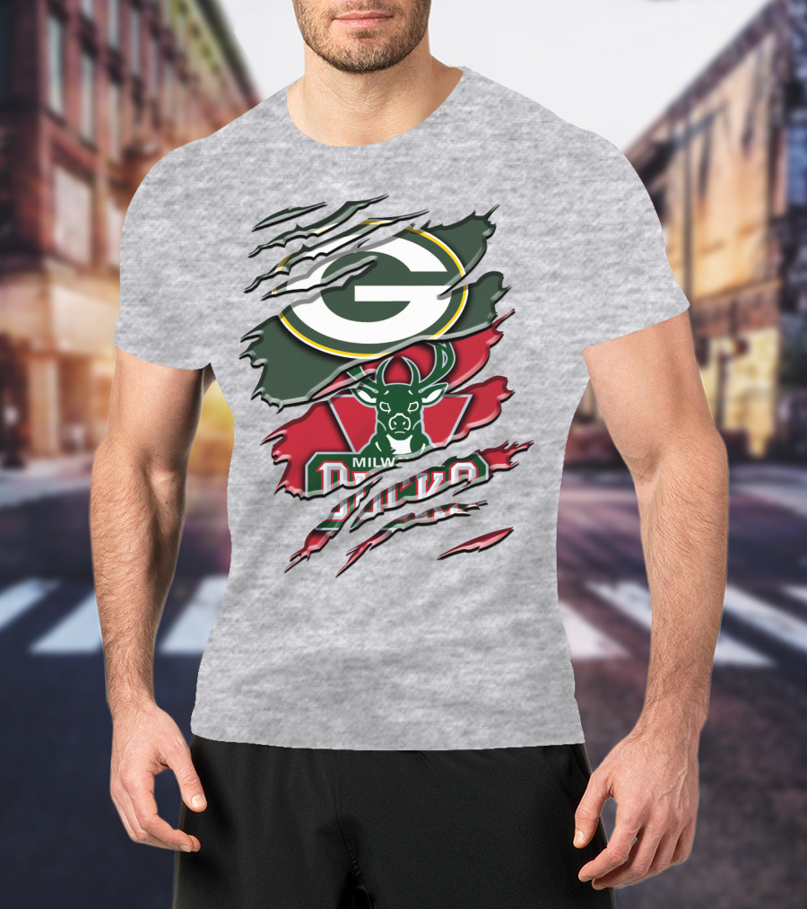 Milwaukee Bucks Green Bay Packers Crossover Rah T-Shirt