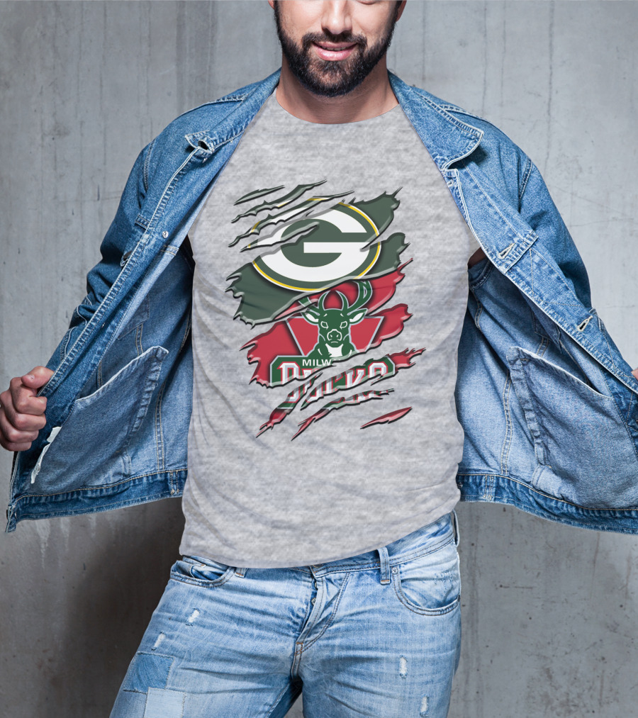 Milwaukee Bucks Green Bay Packers Crossover Rah T-Shirt