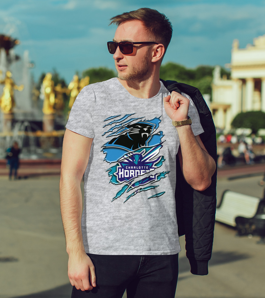 Panther And Charlotte Hornets Logo Rah T-Shirt