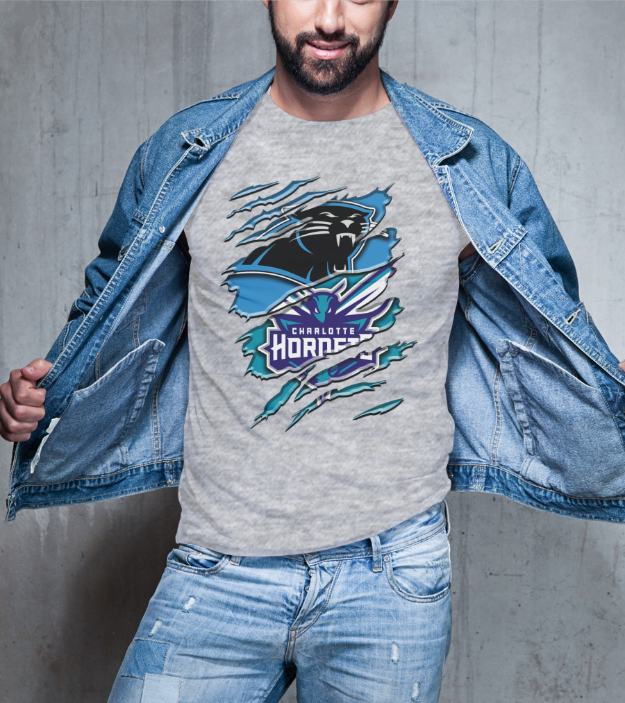 Panther And Charlotte Hornets Logo Rah T-Shirt