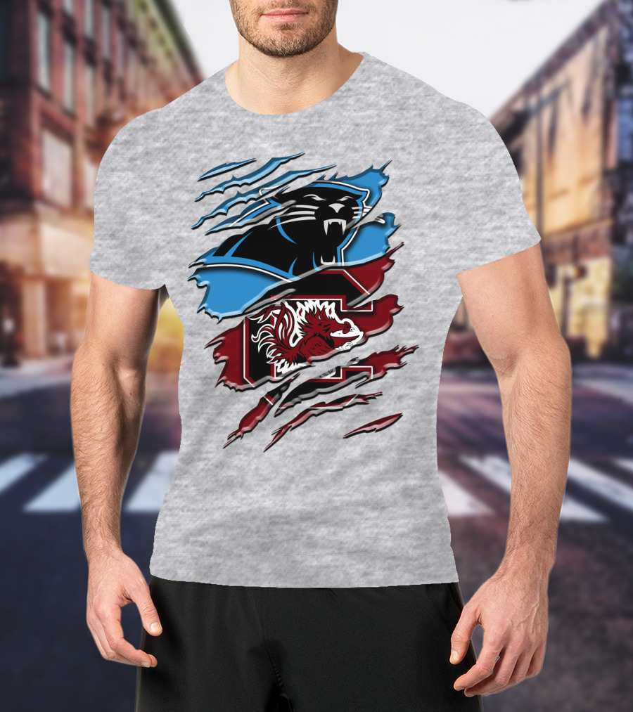 Carolina Panthers Gamecocks Ripped T-Shirt