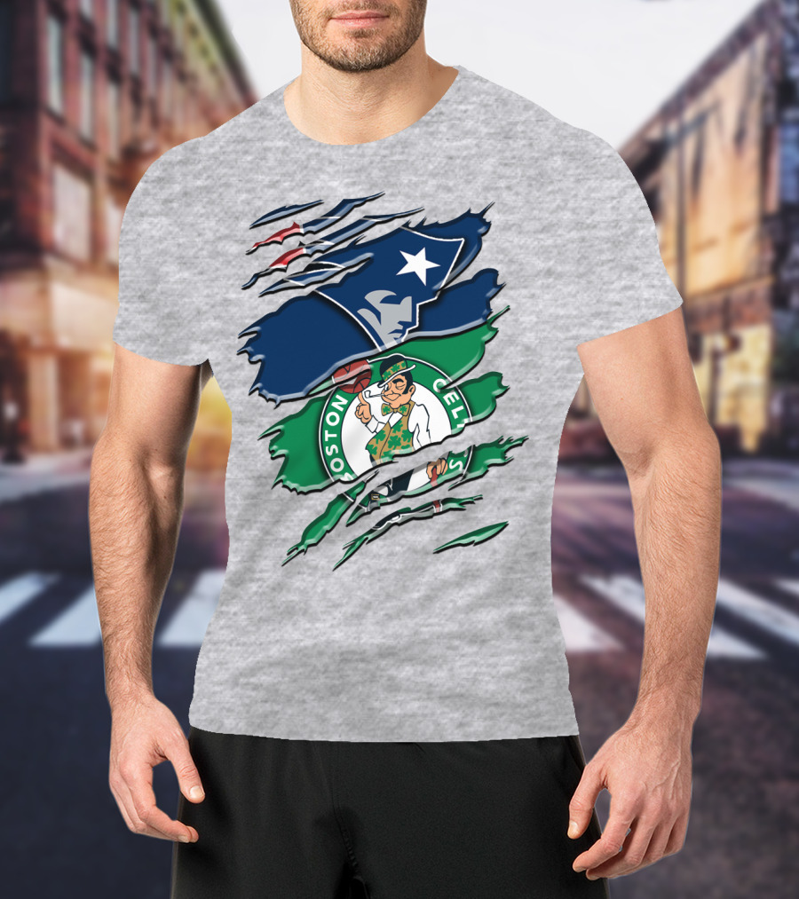 Patriots And Boston Celtics Logo Mashup Rah 090 T-Shirt