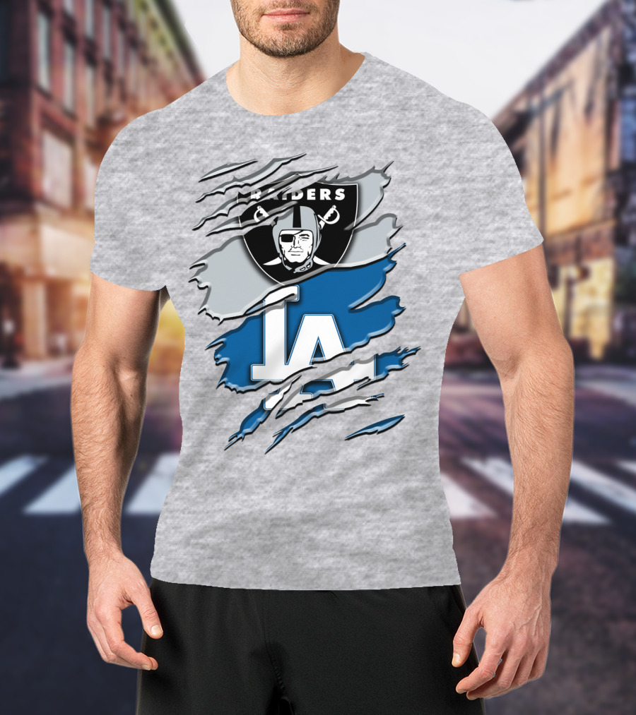 Raiders La Dodgers Crest Combination T-Shirt