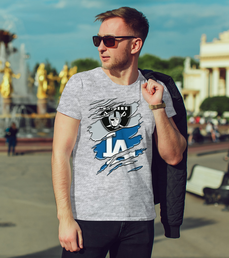 Raiders La Dodgers Crest Combination T-Shirt