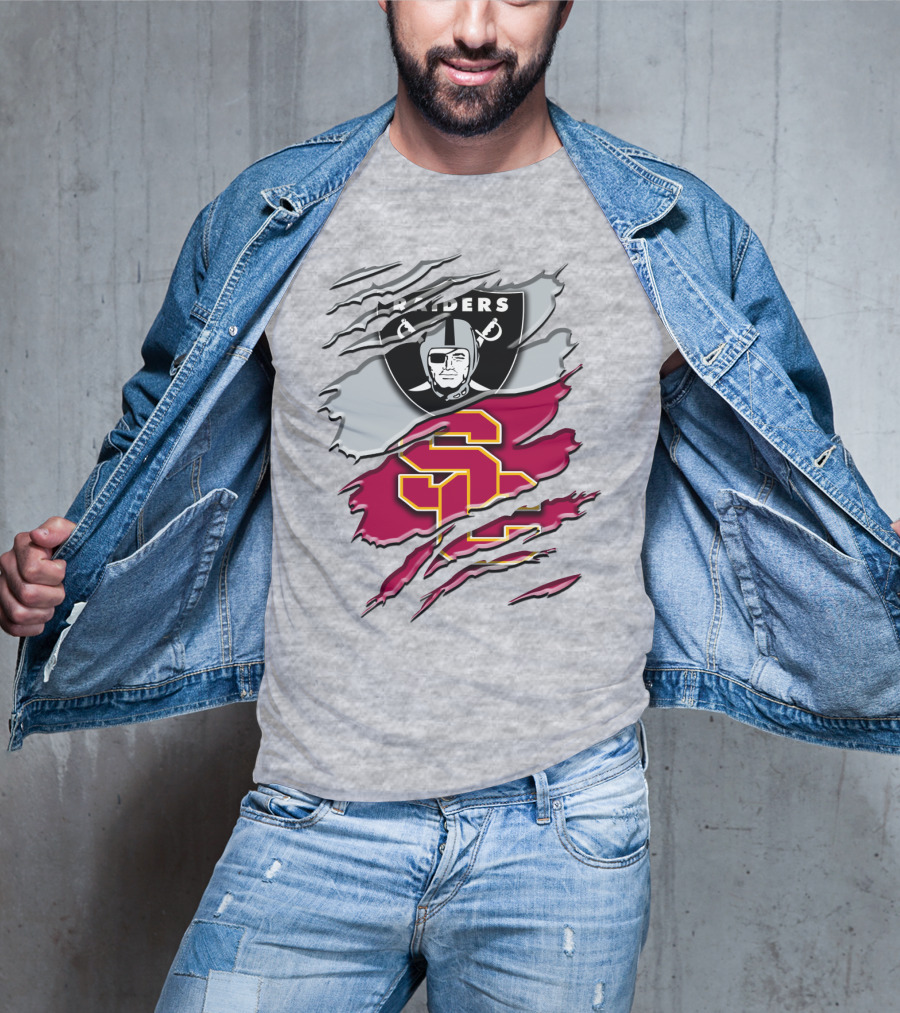 Raiders And Usc Trojans Logo Fusion Rah 098 T-Shirt