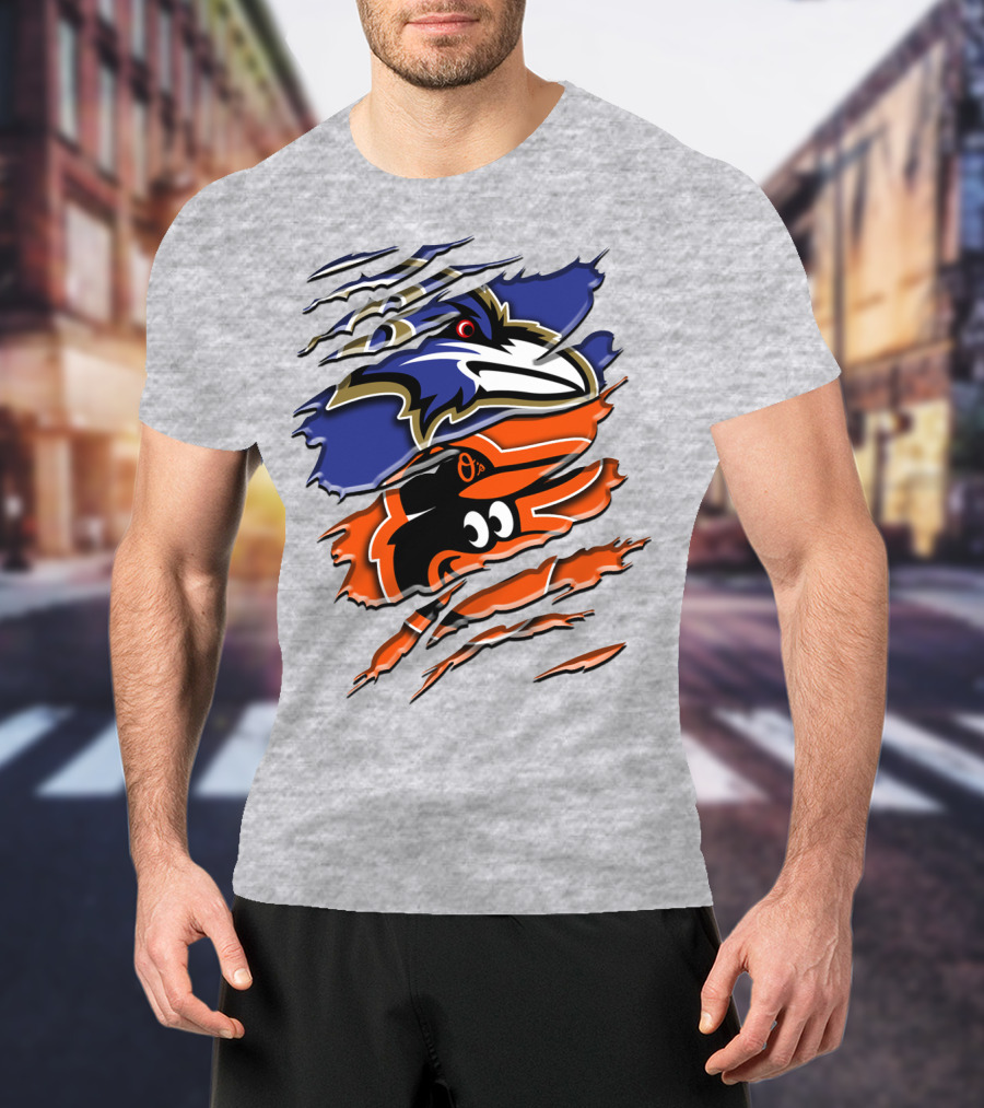 Baltimore Ravens Orioles Logo Mashup Rah 101 T-Shirt