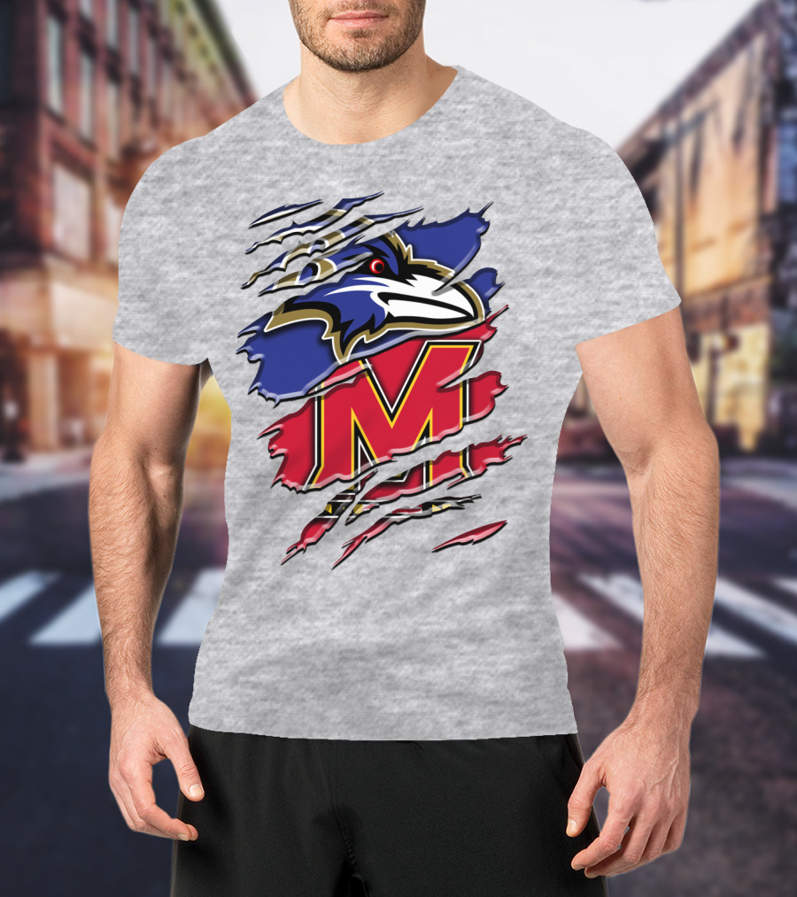 Baltimore Ravens Maryland Terrapins Mashup Rah 102 T-Shirt