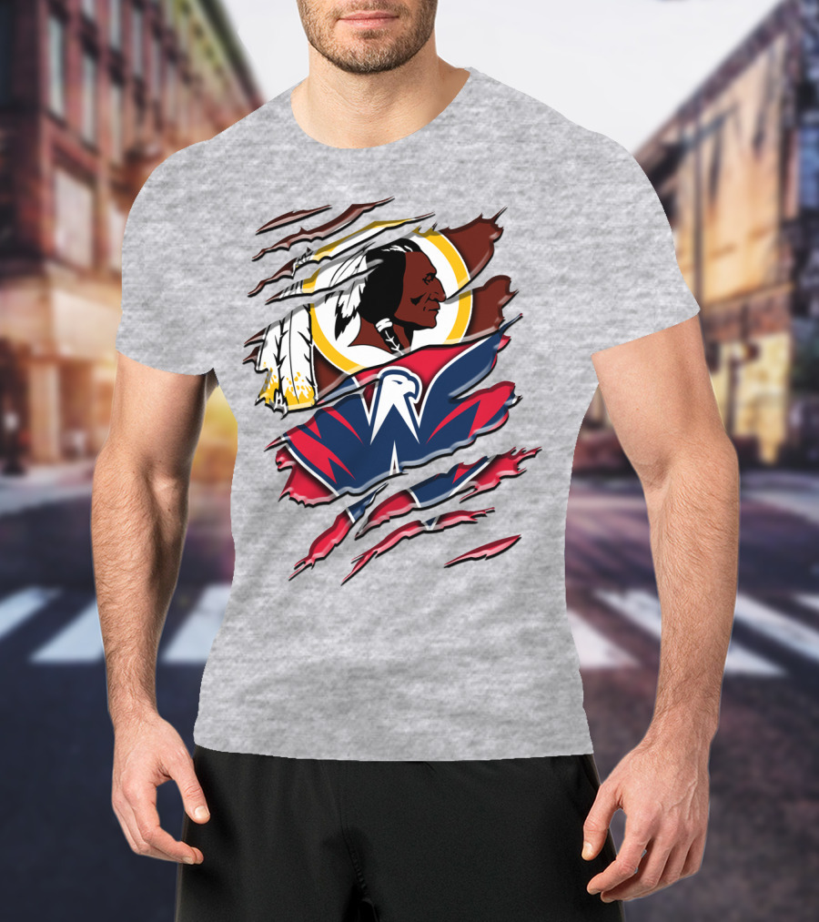 Washington Capitals And Washington Redskins Logo Mashup Rah 104 T-Shirt