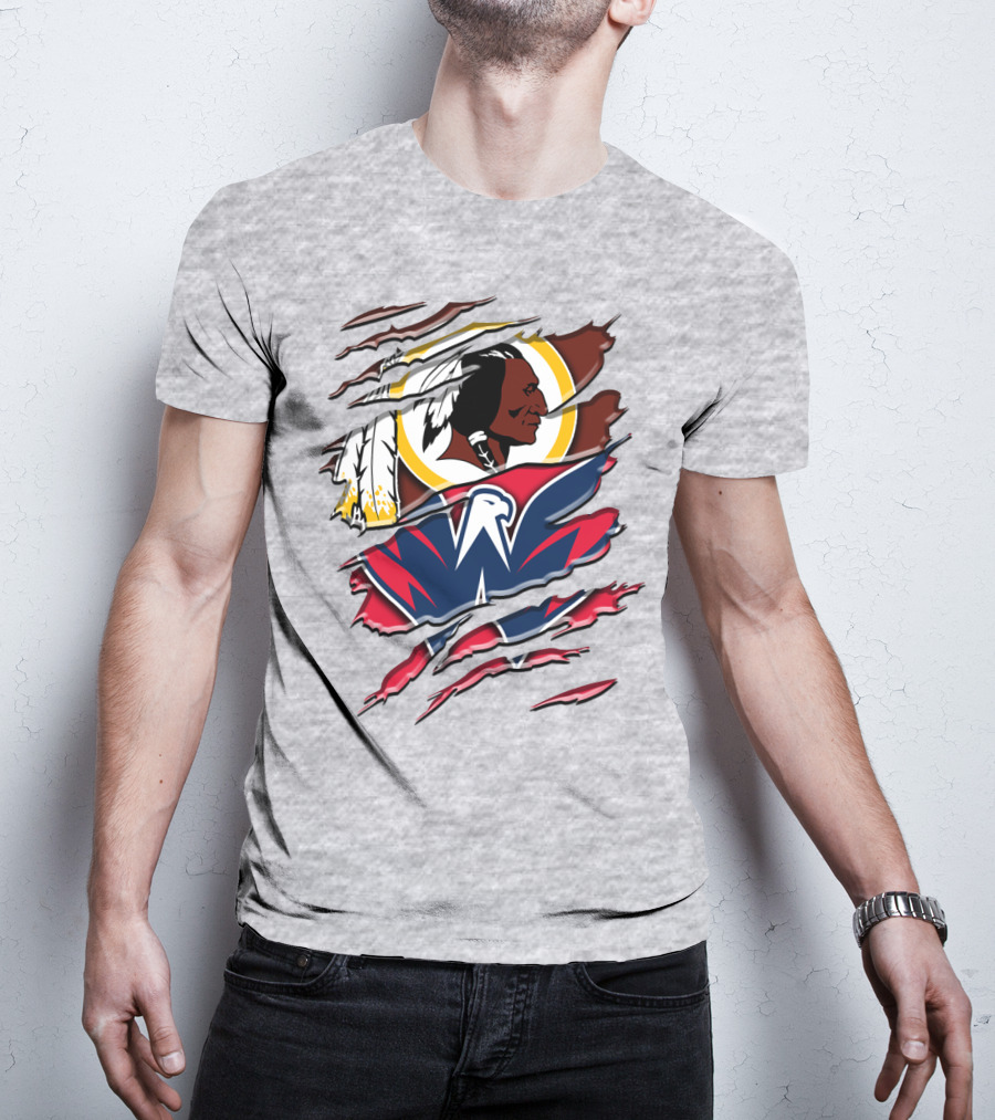 Washington Capitals And Washington Redskins Logo Mashup Rah 104 T-Shirt