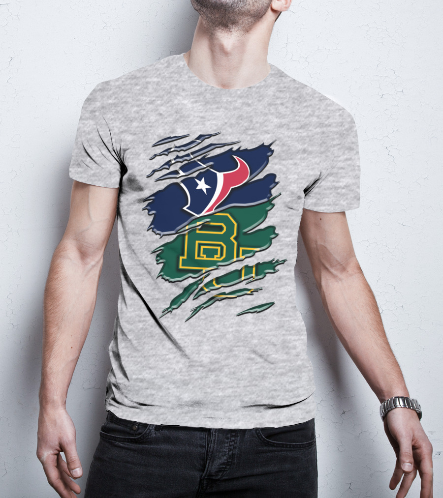 Baylor Bears Houston Texans Ripped Graphic Rah 116 T-Shirt