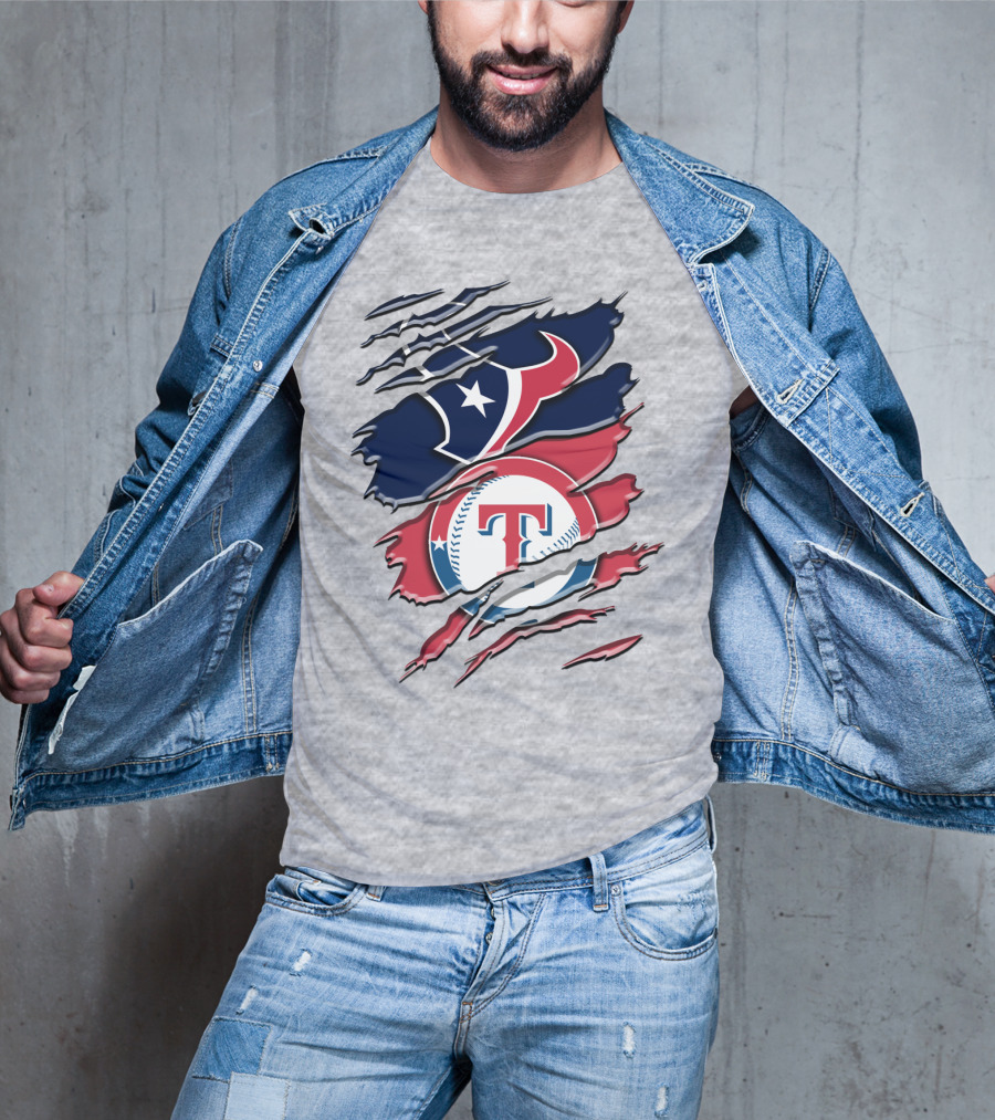 Houston Texans And Texas Rangers Sports Fan Rah 124 T-Shirt