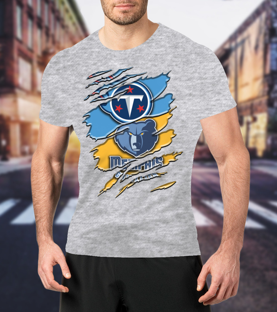 Tennessee Titans Memphis Grizzlies Logo Mashup Rah 128 T-Shirt