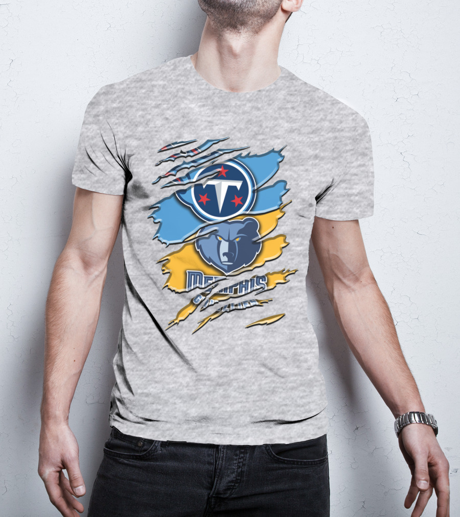 Tennessee Titans Memphis Grizzlies Logo Mashup Rah 128 T-Shirt