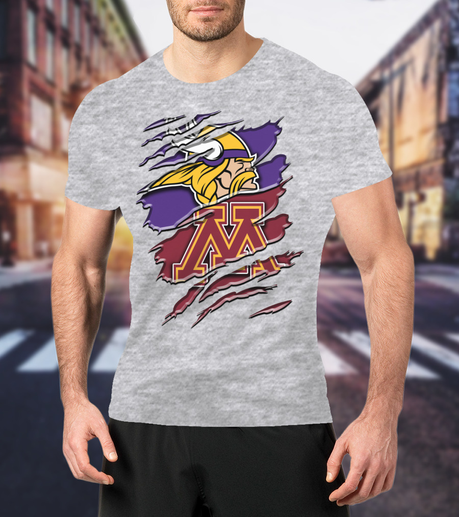Minnesota Vikings And Golden Gophers Claw Marks Rah 133 T-Shirt