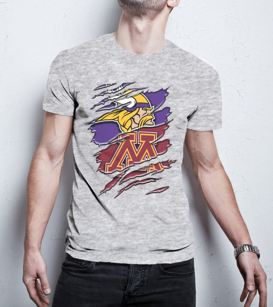 Minnesota Vikings And Golden Gophers Claw Marks Rah 133 T-Shirt