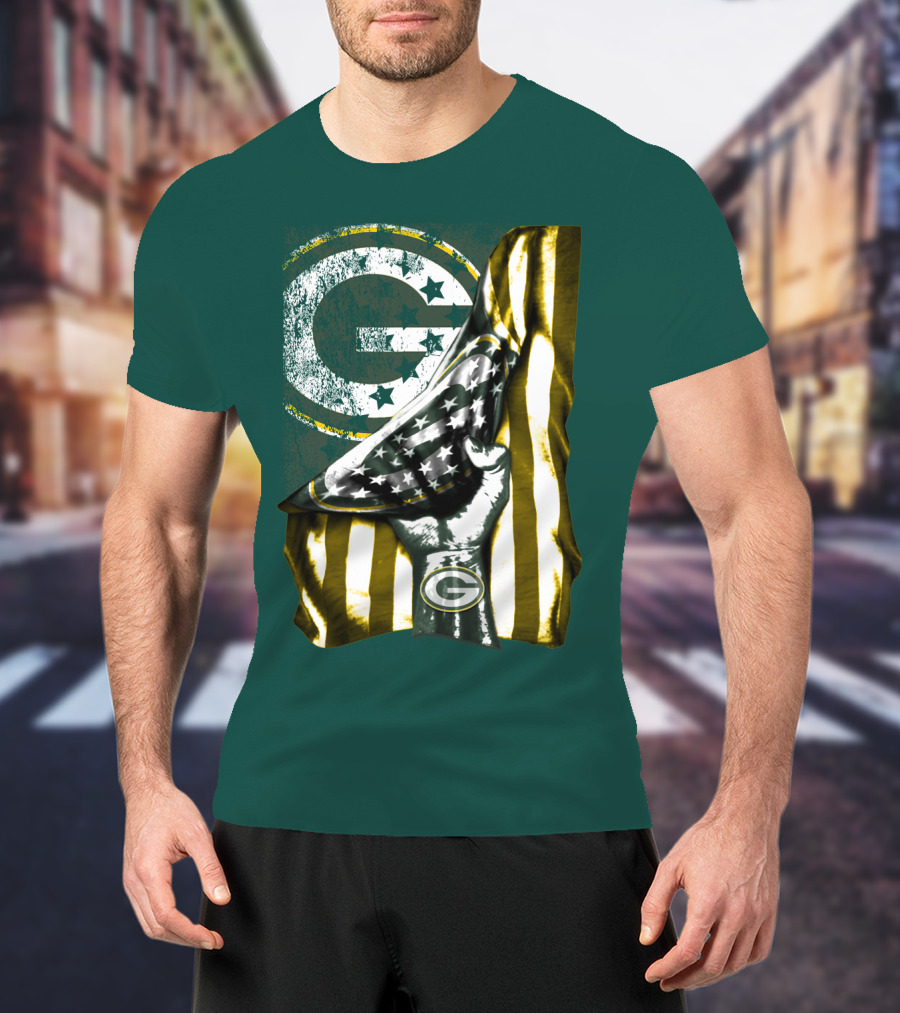 Green Bay Packers American Flag T-Shirt