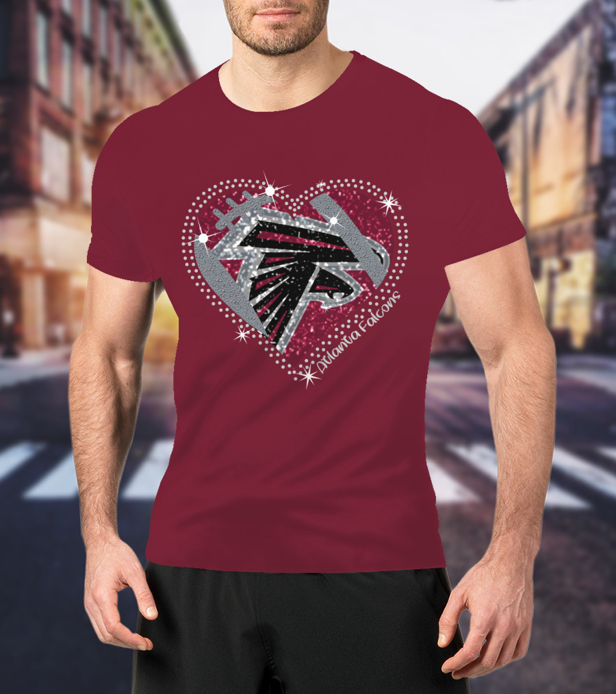 Atlanta Falcons Sparkling Heart T-Shirt