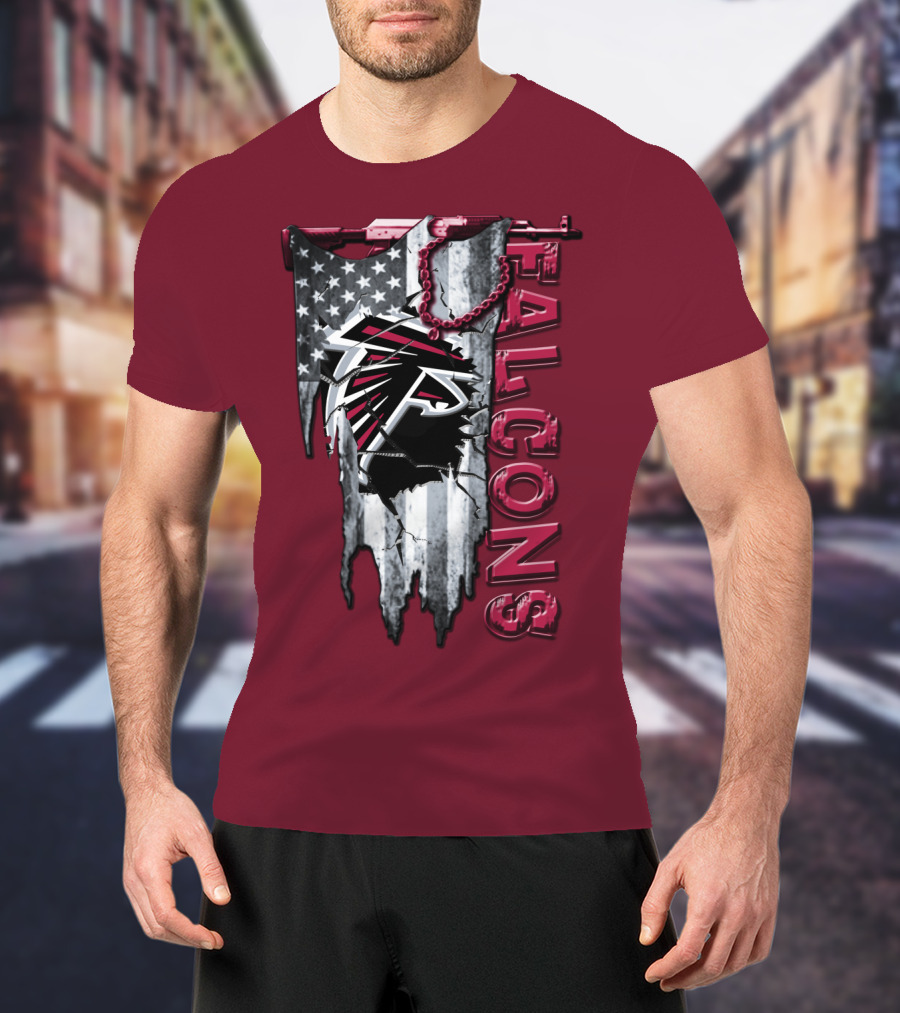 Atlanta Falcons American Flag Football Team T-Shirt