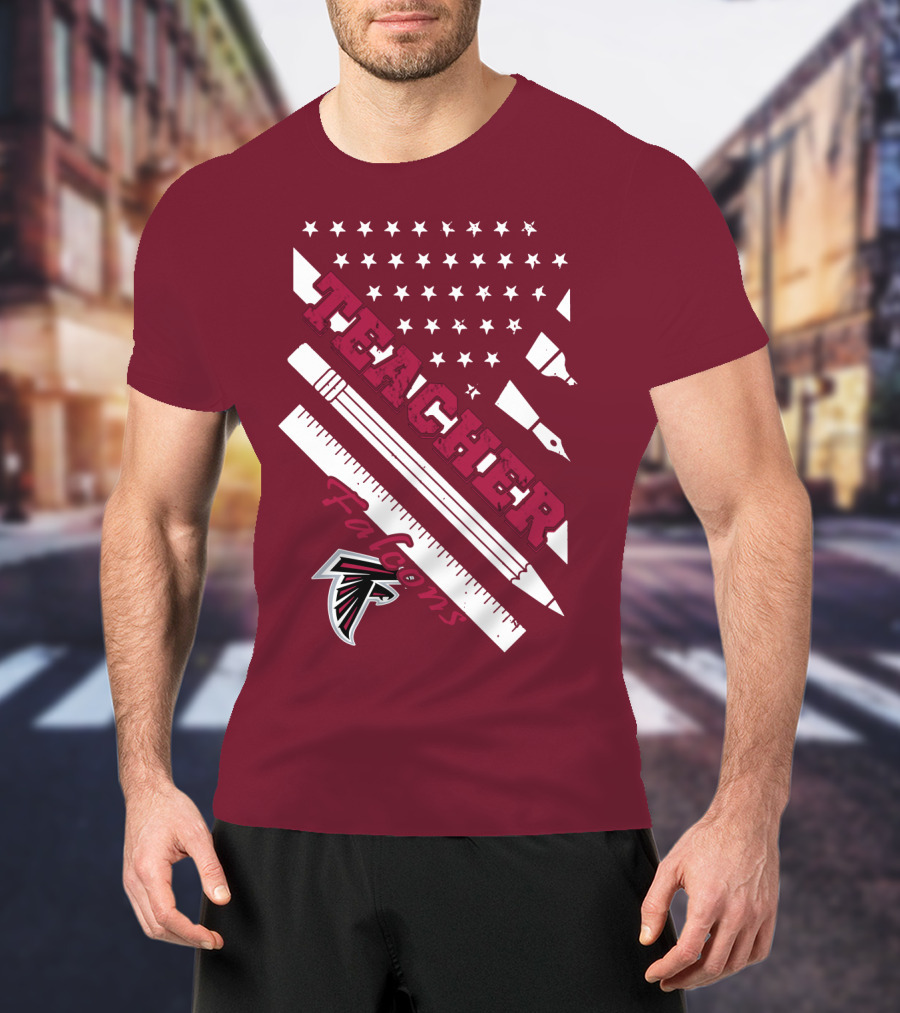 Atlanta Falcons Teacher Stars And Stationery Theme T-Shirt