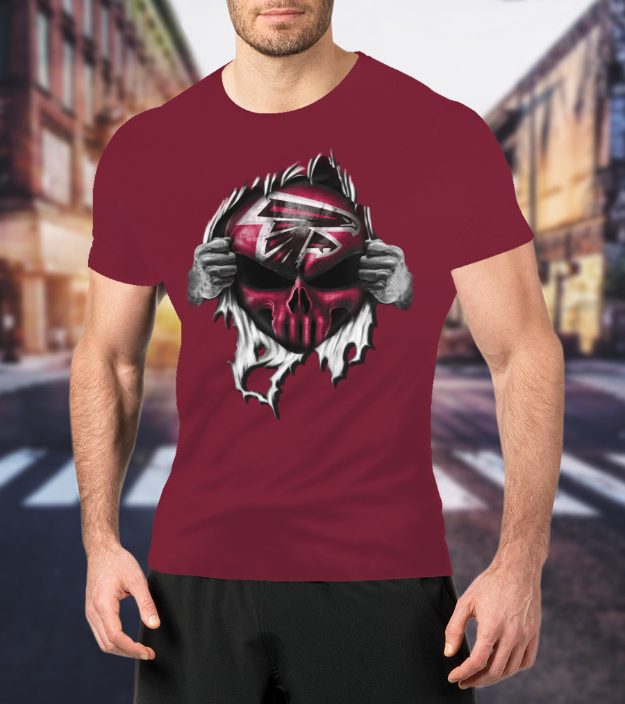 Atlanta Falcons Skull Logo Tearing T-Shirt