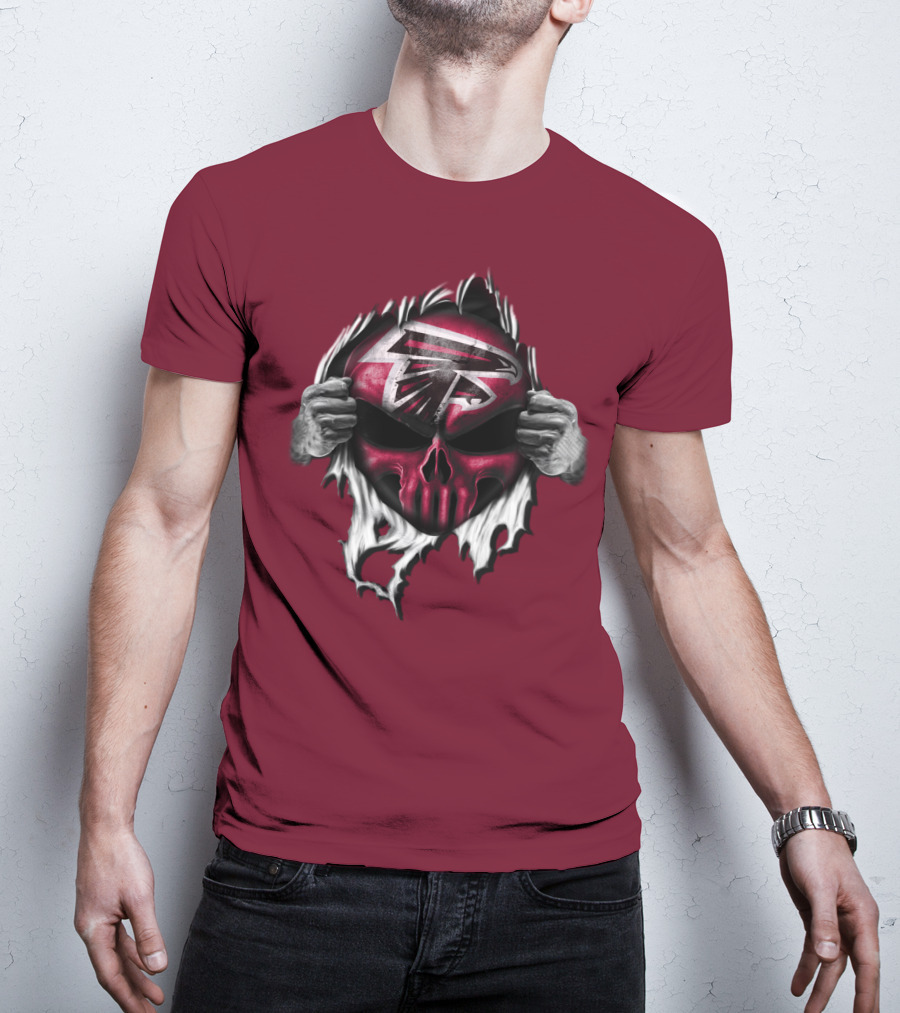 Atlanta Falcons Skull Logo Tearing T-Shirt