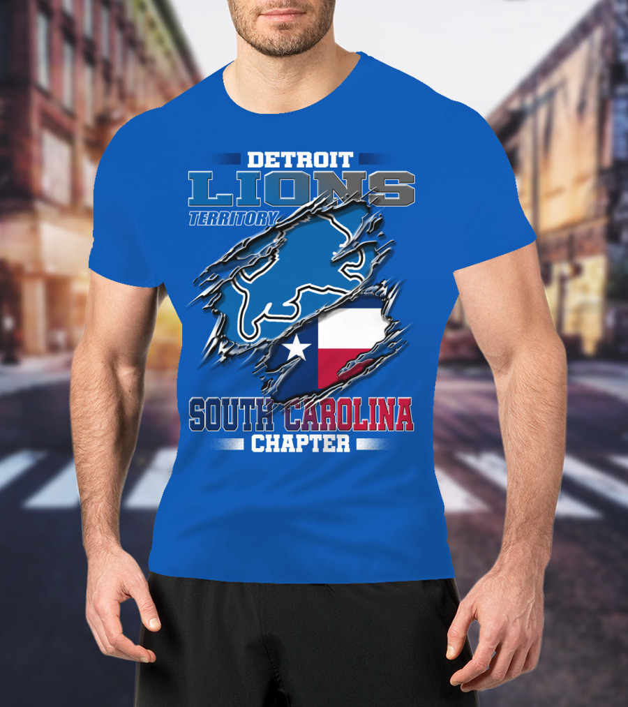 Detroit Lions Territory South Carolina Chapter Texas Flag T-Shirt