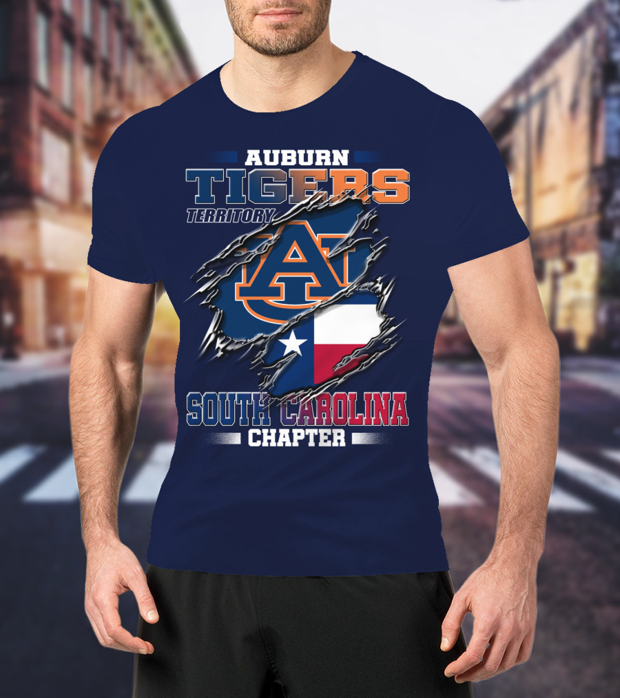 Auburn Tigers Territory South Carolina Chapter Texas Flag Icons T-Shirt