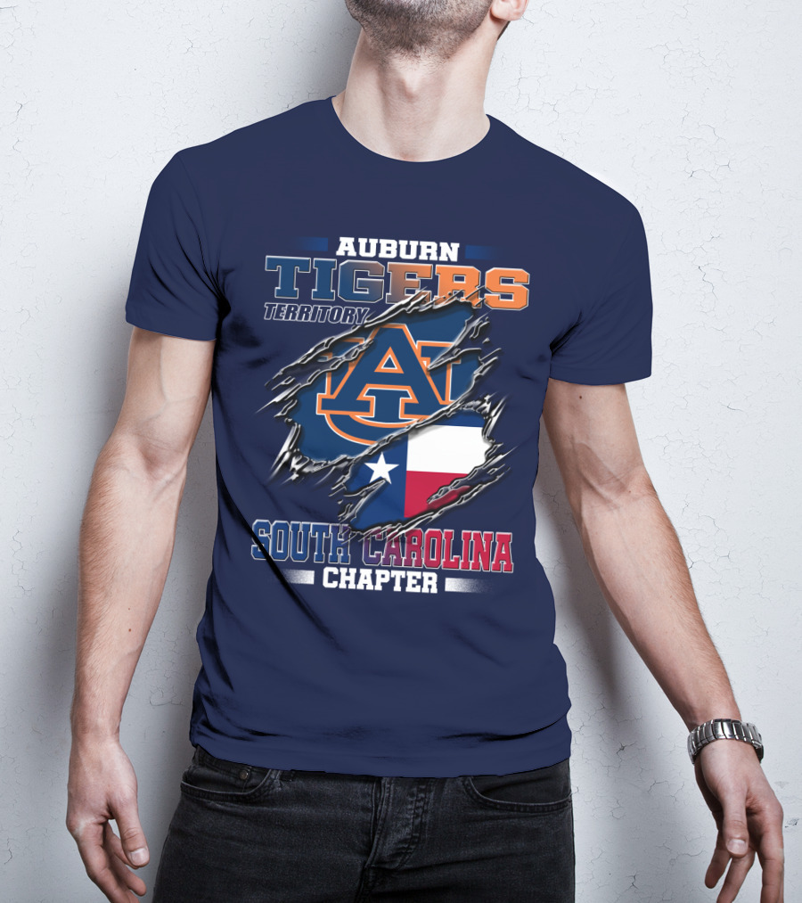 Auburn Tigers Territory South Carolina Chapter Texas Flag Icons T-Shirt