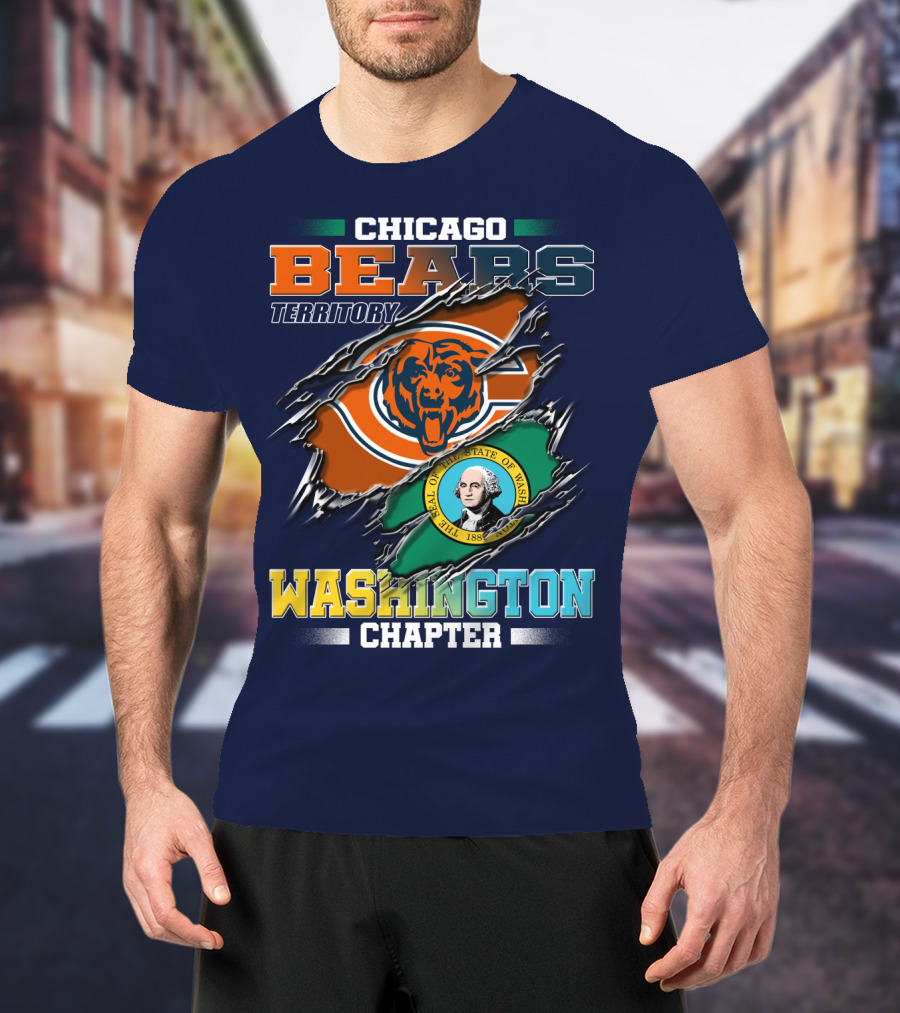 Chicago Bears Territory Washington Chapter State Flag T-Shirt