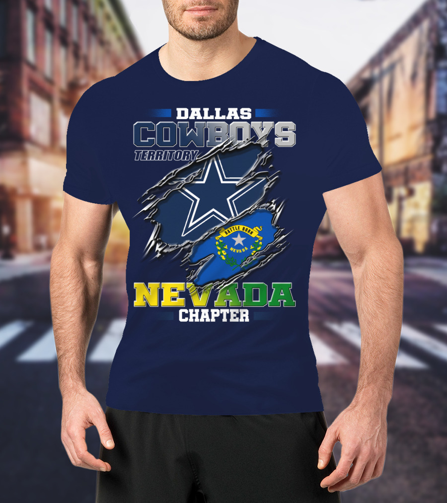 Dallas Cowboys Territory Nevada Chapter Battle Born Star Flag T-Shirt