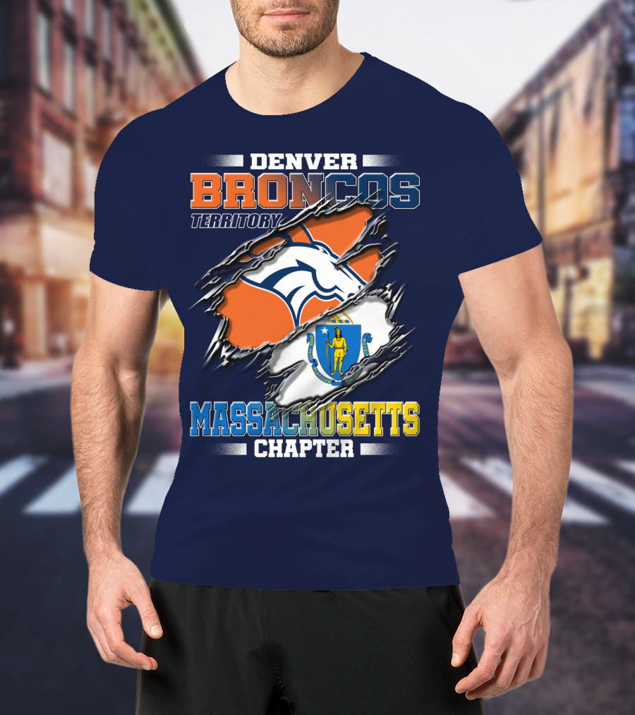 Denver Broncos Territory Massachusetts Chapter Flag T-Shirt