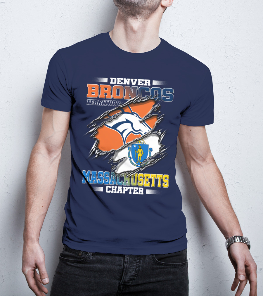 Denver Broncos Territory Massachusetts Chapter Flag T-Shirt