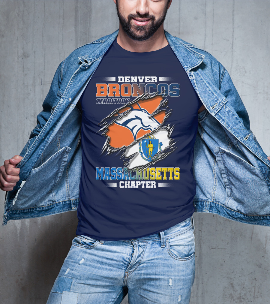 Denver Broncos Territory Massachusetts Chapter Flag T-Shirt
