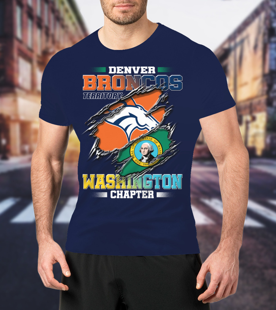 Denver Broncos Territory Washington Chapter Seal Of State Of Washington T-Shirt