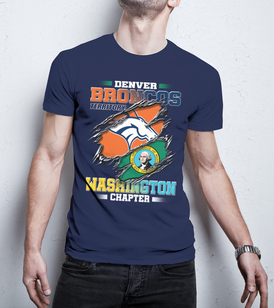 Denver Broncos Territory Washington Chapter Seal Of State Of Washington T-Shirt