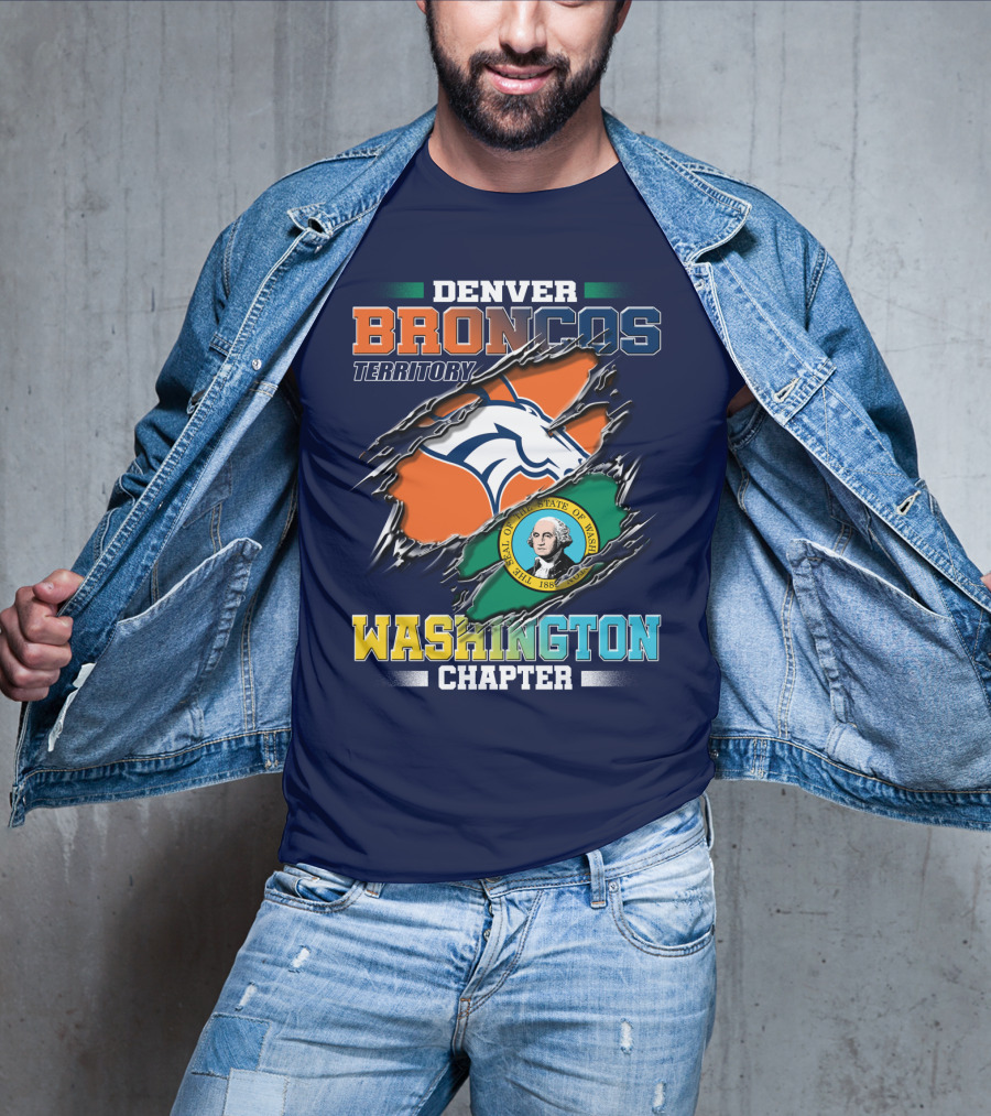 Denver Broncos Territory Washington Chapter Seal Of State Of Washington T-Shirt