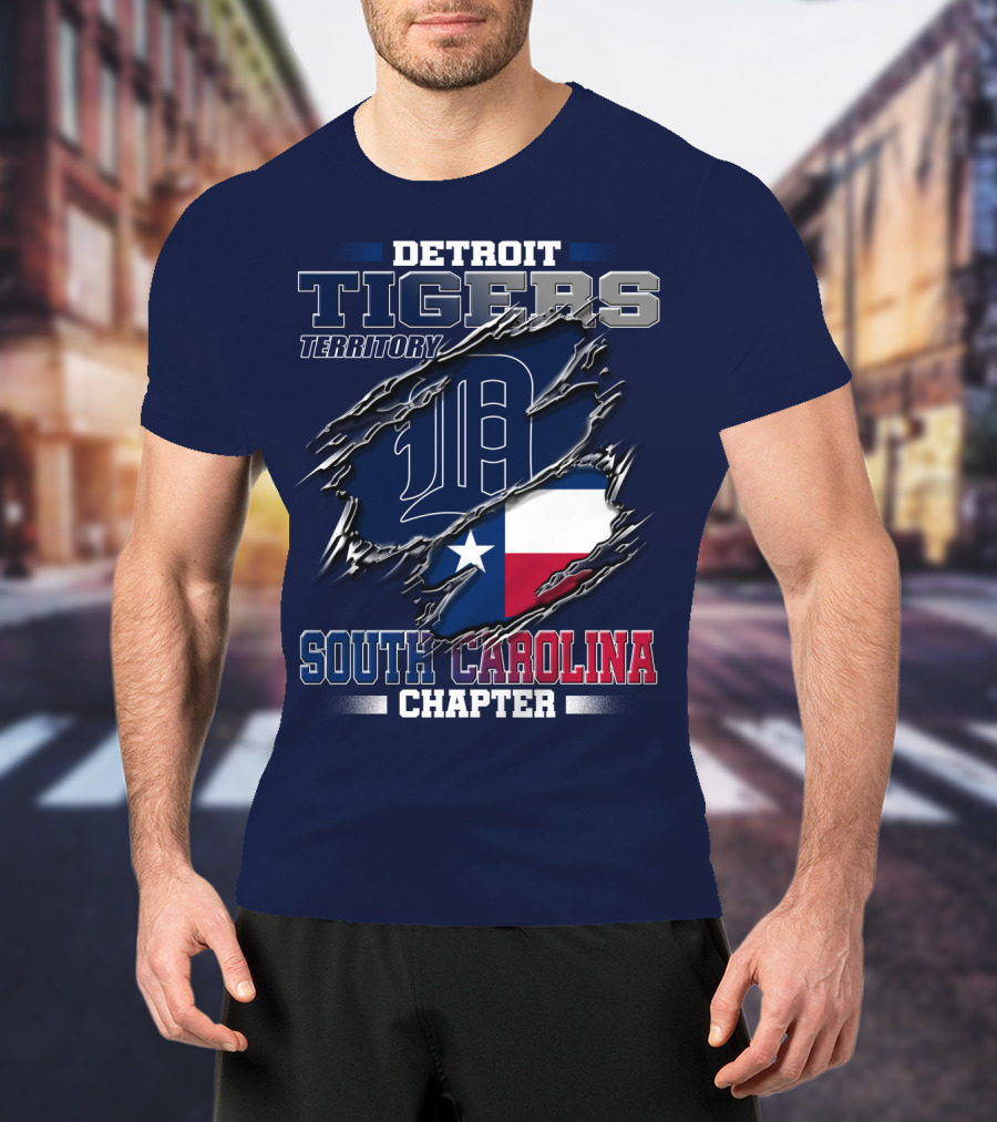 Detroit Tigers Territory South Carolina Chapter Texas Flag T-Shirt