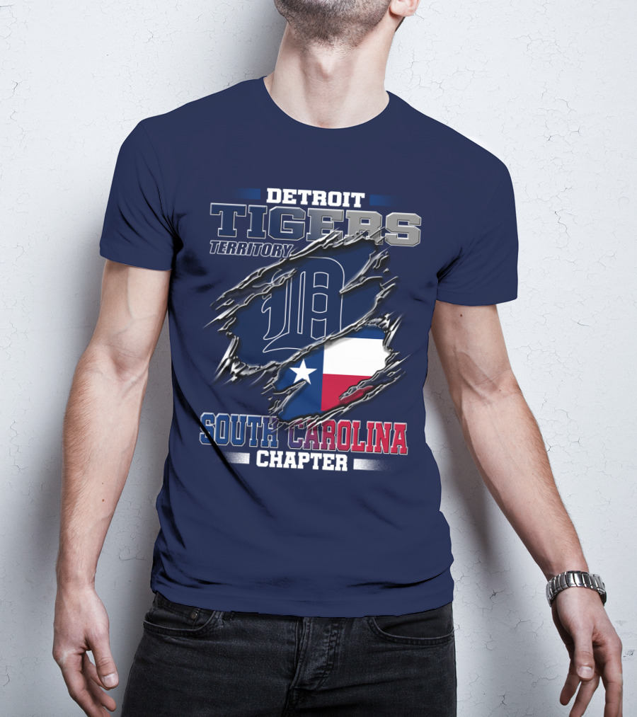 Detroit Tigers Territory South Carolina Chapter Texas Flag T-Shirt