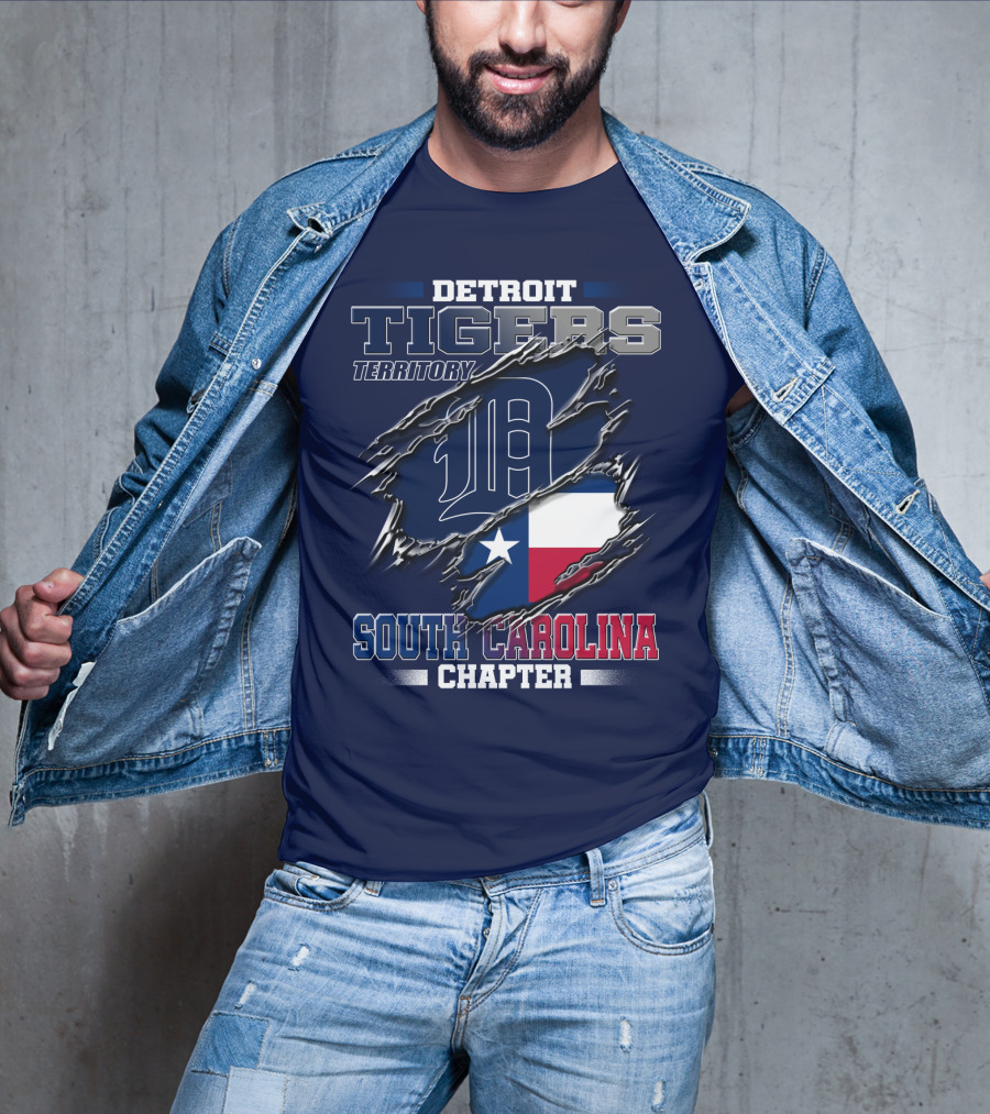 Detroit Tigers Territory South Carolina Chapter Texas Flag T-Shirt